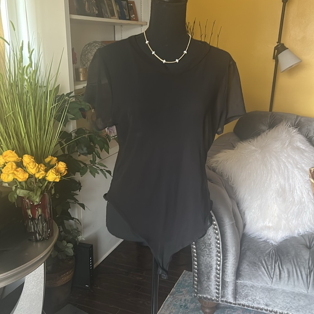Sheer Black short sleeve Women's bodysuit - Picture 2 of 11